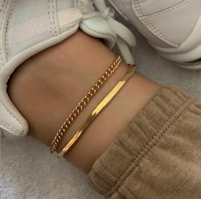 China 2021 New Design Casual/Sporty 18K Gold Plated Stainless Steel 4MM Width Adjustable Women's Casual Snake Anklets for sale