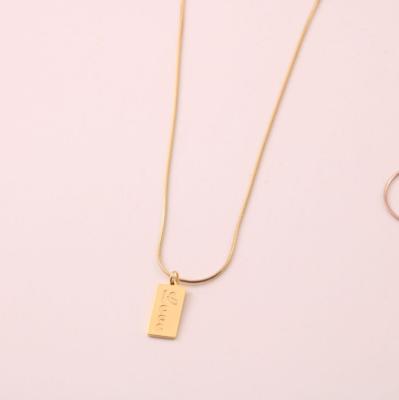 China 2021 TRENDY Fashion Women's Accessories 18K PVD Gold Plated Stainless Steel Chain Cuban Love Pendant Necklace for sale