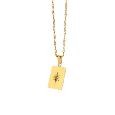 China Geometric Shape 18K 2021 Casual/Sporty Fashion Gold Plated Diamond-Framed Pendant Necklace For Women Gift for sale