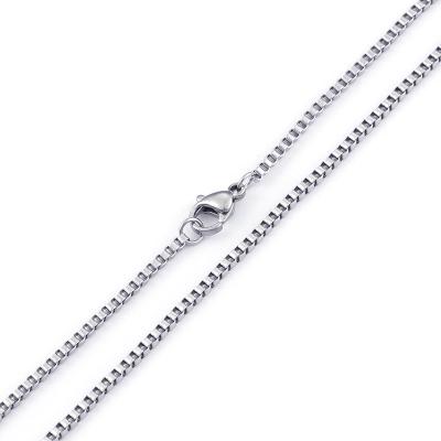 China Fashion Jewelry High Quality Stainless Steel Necklace Box Chain Silver Plated Necklace for sale