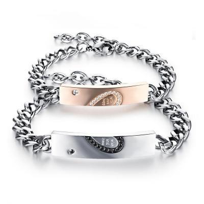 China Love Diamond Couple Jewelry Stainless Steel Casual Bracelet Casual/Sports High Quality Custom Personality for sale