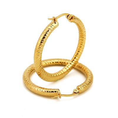 China Latest Casual / Sporty Fashion Jewelry 316 Stainless Steel Gold Plated Round Big Hoop Earrings For Women for sale