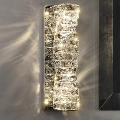 China Home Decoration Lights Stainless Steel Crystal Wall Lamp Hotel Living Aisle Nordic Modern Luxury Villa Room Decoration Lamps for sale