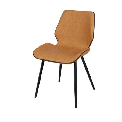 China Simple Design Metal Legs Modern PU Faux Synthetic Leather Dining Chairs (Others) for sale