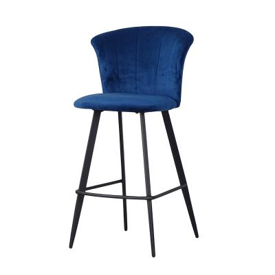 China Modern Simple Design Velvet Fabric Modern Metal Leg Bar Chair for sale