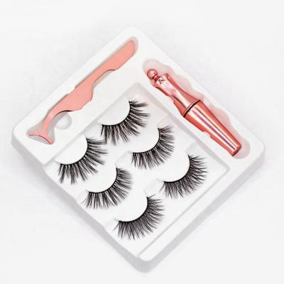 China Long Natural Customzied Your Own Brand Eyelashes Set With Eyeliner Glue Pen Eyelash Tweezers for sale