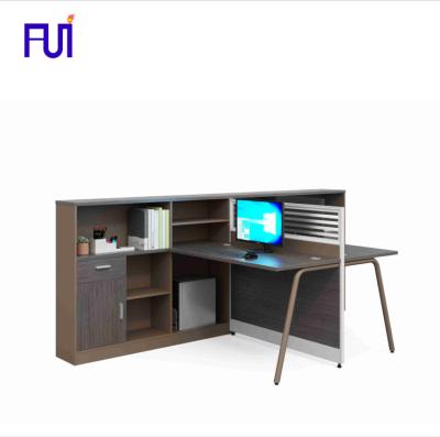 China 2021 hot sale cheap office expandable used office furniture 2 seater modern ergonomic office workstation with book self for sale