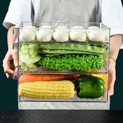 China Hot Sale Customized Freshness Preservation Kitchen Used Transparent PET Fridge Storage Box With Hand For Food for sale