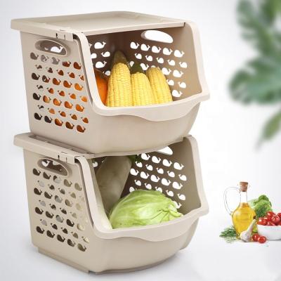 China Shop minimalist small vegetable basket floor shelf basket shelf kitchen vegetable and fruit multi-layer rack for sale