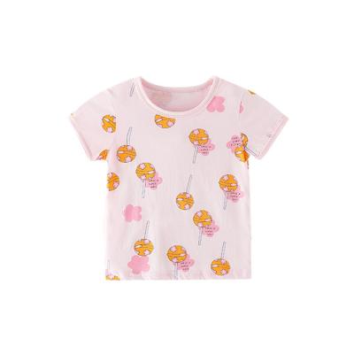 China New Breathable China Factory Wholesale Girls Summer T-shirt Thailand Printing With Short Sleeves For Girls Cotton Children for sale