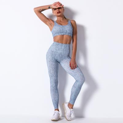 China 6211 Seamless Marble Bra Top+ Breathable Fitness Legging Set for sale