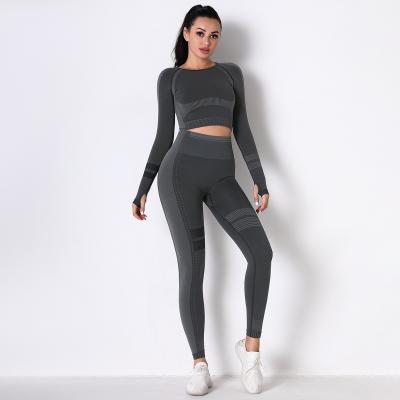 China 6320 Seamless Long Sleeve Top+ Breathable Ultra Soft Private Label Yoga Legging Set for sale