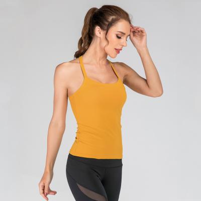 China OR085 Breathable Padded Logline Yoga Tops Women's Minimalist T-Shaped Vest Back And Waist Closure Beautiful for sale