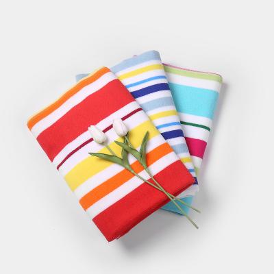 China China manufacturer hot sale wholesale export microfiber beach yarn compressed dyed towel stripes printing disprese for sale