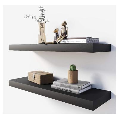 China Floating Home Decoration Wall Shelf Natural Black Wood Floating Storage And Storage Shelves for sale