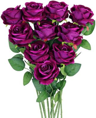 China American purple artificial rose bouquet, rose, wedding party home office decoration, 10 pieces for sale