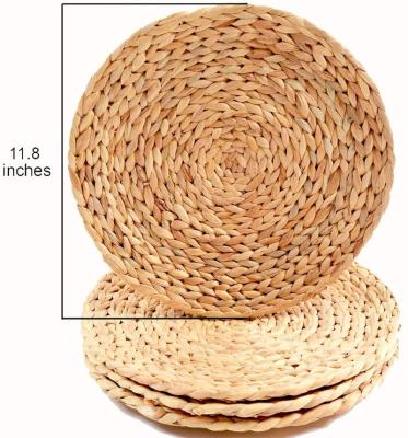 China Viable Natural Water-air Straw Woven Table Mat, Hyacinth, Rattan Woven Table Mat, Heat Resistant Round Non-SLI for sale