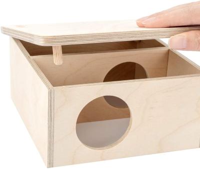 China Hidden Hamster Breathable Birch Interior - Small Habitat Decorated Pet Woodland House Hamster for sale