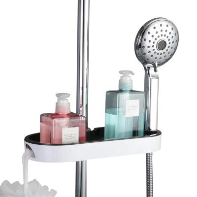 China Modern Plastic Bar Mounted Shower Head Holder Tray Toilet Shelf Showerhead Lifting Soap Dish Holder Shampoo Bathroom Accessories for sale