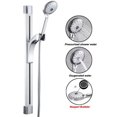 China Needleless Height And Angle Stainless Steel Adjustable Shower Set Sliding Bar With Hand Shower for sale