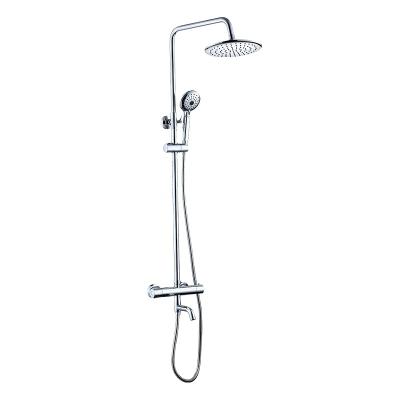 China Without sliding bar sliding ducha columna adjustable thermostatic rain shower set in black column for sale