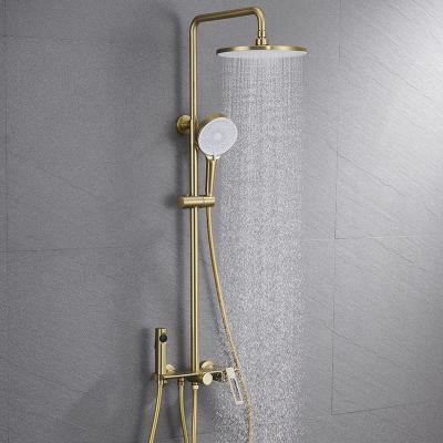 China Without Slide Bar Xiamen DieCheng Manufacturer Mixer Shower Set Gold Bathroom for sale