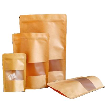 China Recyclable Custom Paper Food Bag Industrial Logo Print Wholesale Brown Kraft Outer Packaging With Window for sale