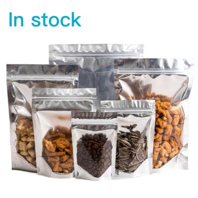 China Plastic Mylar Bags In Stock Holder Up Zipper Pouch Plastic Aluminum Foil Food Packaging Resealable Dry Pouch And With Window for sale