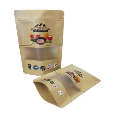 China Moisture Proof Custom Standing Food Grade Window Kraft Paper Bone Bag for sale