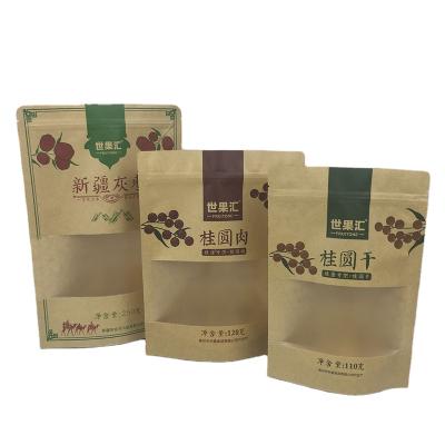 China Custom Paper Moisture Proof Stand Up Kraft Paper Zipper Bag And Kraft Paper Bag With Window for sale