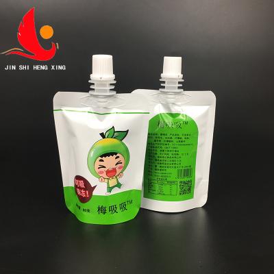 China Custom Printed Package Food Grade Aluminum Foil Stand Up Spout Pouch Drinking Water Plastic Bag For Fruit Juice for sale