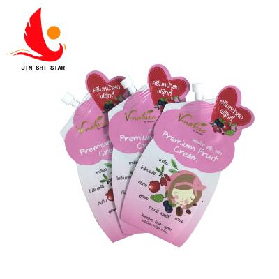 China Custom Face Print Laminated Cosmetic Foil Mask Facial Sheet Plastic Spout Packaging Bag for sale