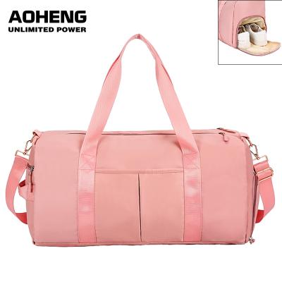 China Pink Sports and Fashion Travel Gym Bag for Women Duffle Cross - Body Sport Bag Outdoor Fitness Gym Bag with Shoe Compartment for sale