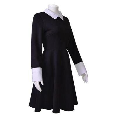 China Cheap Polyester Halloween Costumes Black White Addams Family Costume Girls Child Wednesday Addams Costumes for sale