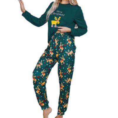 China Hot Selling Wholesale Thermal Long Sleeve 2 Piece Christmas Pajamas Sets Women Homewear for sale