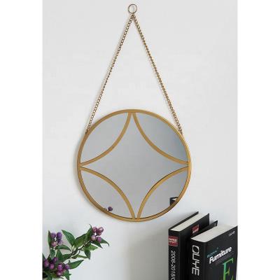 China French Contemporary Wall Decorative Gold Frame Acrylic 6 Inch Round Mirror With PVC Mirror Sheet for sale