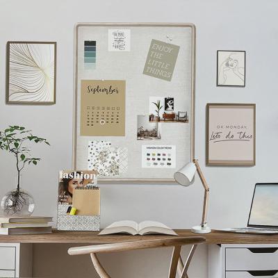 China Casual Mini Whiteboard Bulletin Board Wood Frame Dector Cloth Notice Pin Canvas Board for sale