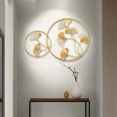 China Modular Wholesale Iron Sculpture Leaf Wall Decoration Metal Round Frame With Leaf Art for sale