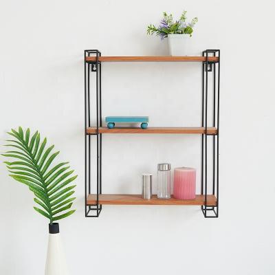 China Storage Wall Corner Wire Floating Wood Shelf for Stacking Racks and Shelves in Living Room for sale