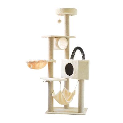 China Sustainable Cat Tree Climbing House Cat Toy Hammock For Scratc Cat Scratcher Tower Housing for sale