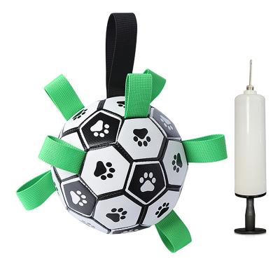 China Hot Selling Stocked Pet Toys Outdoor Multi-Function Interactive Rope Dog Toys Pet Toys Wear-Resistant Chew Ball Football for sale