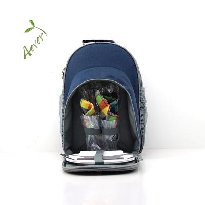 China Custom High Quality Polyester 2 People Picnic Backpack With Tableware Set For Women Men for sale