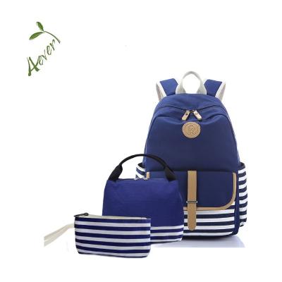 China Waterproof Custom 3PCS Children Canvas Bookbags Primary School Bag Set For Girl for sale