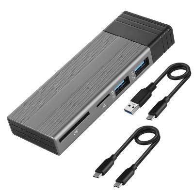 China PCB+Aluminum alloy 5 in 1 USB3.0 External Type-C Adapter Type C USB-C Hub Docking Station with SSD SD TF Card Reader M.2 SATA Hub for ipad macbook for sale