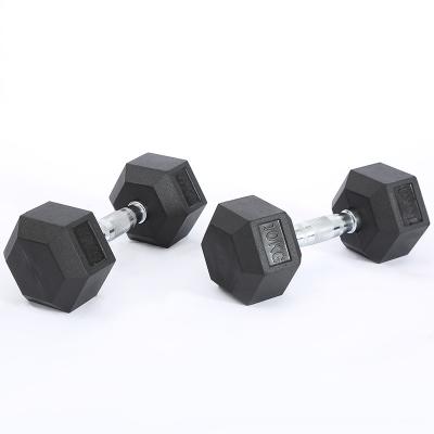 China All-new cheap black rubber coated pesas gimnasio equipment fitness gym dumbbell hex dumbbells for sale