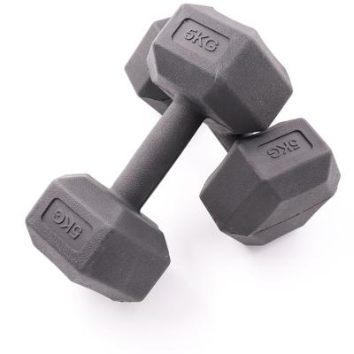 China New Dumbbell Pattern Fitness Exercise Roll Resistance Pump Rack Hexagons PVC Fitness Dumbbell Coated for sale