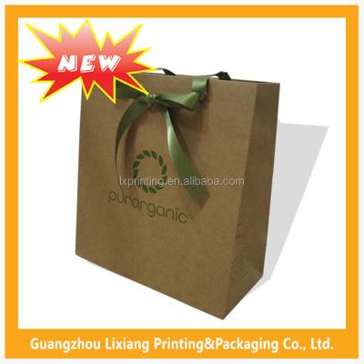 China Guangzhou Factory Recyclable Machine Making Private Shopping White Brown Waterproof Custom Branded Kraft Paper Bag for sale