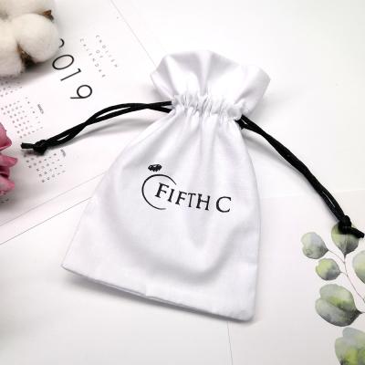 China Custom Logo Printing Cotton Drawstring Jewelry Cotton Bag Pouch for sale