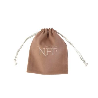 China Custom Gift Brown Velvet Drawstring Pouch Bag Gift Bag for sale