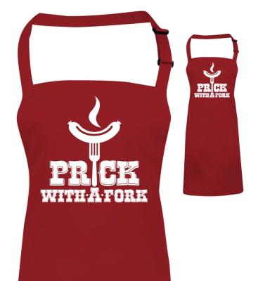 China Funny Red Fork BBQ Apron Hairdresser Cleaning Apron With Adjust Buckle for sale